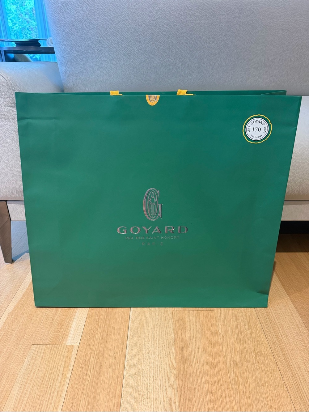 Goyard Emerald Green Shopping Tote with Yellow Handles
